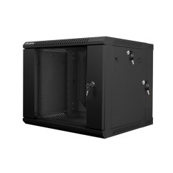 RACK CABINET 19" DOUBLE-SECTION WALL-MOUNT 9U/600X600 (FLAT PACK) BLACK LANBERG