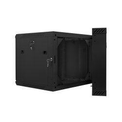 RACK CABINET 19" DOUBLE-SECTION WALL-MOUNT 9U/600X600 (FLAT PACK) BLACK LANBERG
