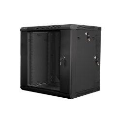 RACK CABINET 19" DOUBLE-SECTION WALL-MOUNT 12U/600X600 (FLAT PACK) BLACK LANBERG