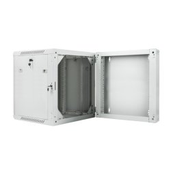 RACK CABINET 19" DOUBLE-SECTION WALL-MOUNT 12U/600X600 (FLAT PACK) GREY LANBERG