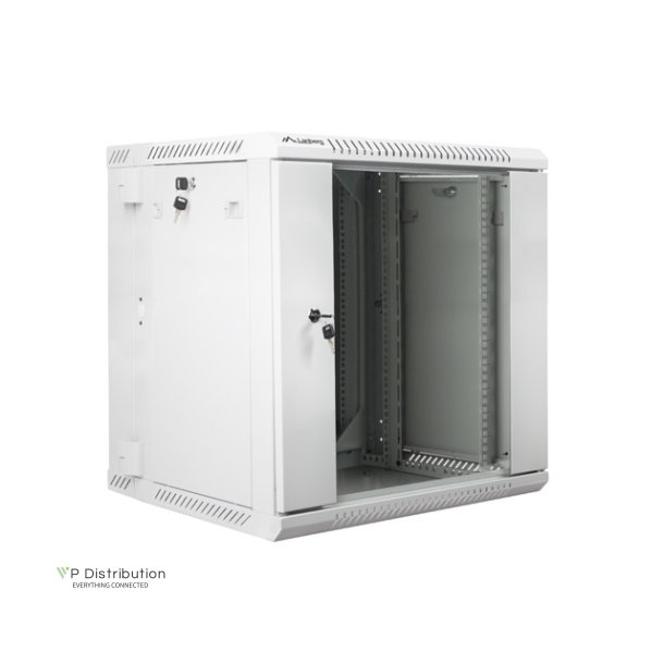 RACK CABINET 19" DOUBLE-SECTION WALL-MOUNT 12U/600X600 (FLAT PACK) GREY LANBERG
