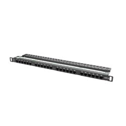 PATCH PANEL 24 PORT 0.5U 19" CAT.5E UTP WITH CABLE ORGANIZER BLACK LANBERG