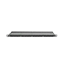 PATCH PANEL 24 PORT 0.5U 19" CAT.5E UTP WITH CABLE ORGANIZER BLACK LANBERG