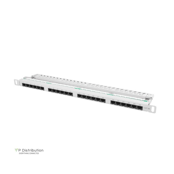 PATCH PANEL 24 PORT 0.5U 19" CAT.5E UTP WITH CABLE ORGANIZER GREY LANBERG