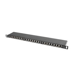 PATCH PANEL 24 PORT 0.5U 19" CAT.5E FTP WITH CABLE ORGANIZER SHIELDED BLACK LANBERG