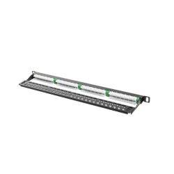PATCH PANEL 24 PORT 0.5U 19" CAT.6 UTP WITH CABLE ORGANIZER BLACK LANBERG