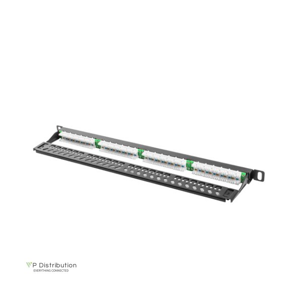 PATCH PANEL 24 PORT 0.5U 19" CAT.6 UTP WITH CABLE ORGANIZER BLACK LANBERG