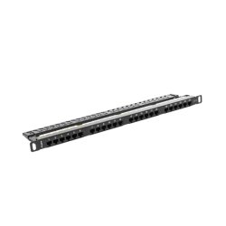 PATCH PANEL 24 PORT 0.5U 19" CAT.6 UTP WITH CABLE ORGANIZER BLACK LANBERG