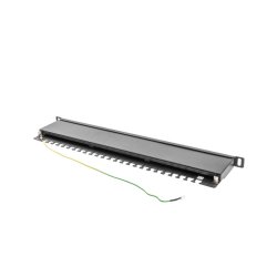 PATCH PANEL 24 PORT 0.5U 19" CAT.6 FTP WITH CABLE ORGANIZER SHIELDED BLACK LANBERG