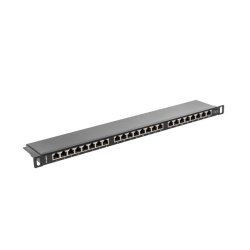 PATCH PANEL 24 PORT 0.5U 19" CAT.6 FTP WITH CABLE ORGANIZER SHIELDED BLACK LANBERG