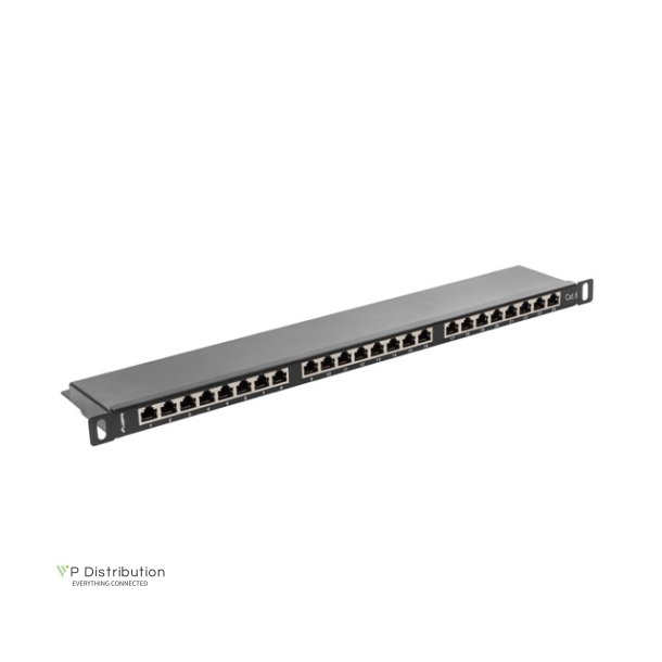 PATCH PANEL 24 PORT 0.5U 19" CAT.6 FTP WITH CABLE ORGANIZER SHIELDED BLACK LANBERG