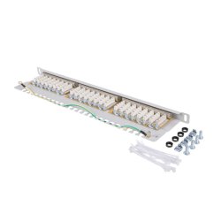 PATCH PANEL 24 PORT 0.5U 19" CAT.6 FTP WITH CABLE ORGANIZER SHIELDED GREY LANBERG