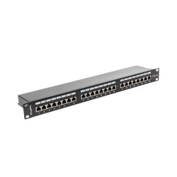 PATCH PANEL 24 PORT 1U 19" CAT.5E FTP WITH CABLE ORGANIZER SHIELDED BLACK LANBERG