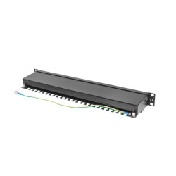PATCH PANEL 24 PORT 1U 19" CAT.5E FTP WITH CABLE ORGANIZER SHIELDED BLACK LANBERG