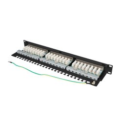 PATCH PANEL 24 PORT 1U 19" CAT.6 FTP WITH CABLE ORGANIZER SHIELDED BLACK LANBERG