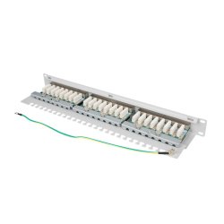 PATCH PANEL 24 PORT 1U 19" CAT.6 FTP WITH CABLE ORGANIZER SHIELDED GREY LANBERG