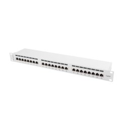 PATCH PANEL 24 PORT 1U 19" CAT.6 FTP WITH CABLE ORGANIZER SHIELDED GREY LANBERG