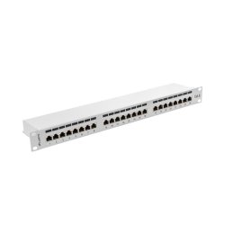 PATCH PANEL 24 PORT 1U 19" CAT.6 FTP WITH CABLE ORGANIZER SHIELDED GREY LANBERG