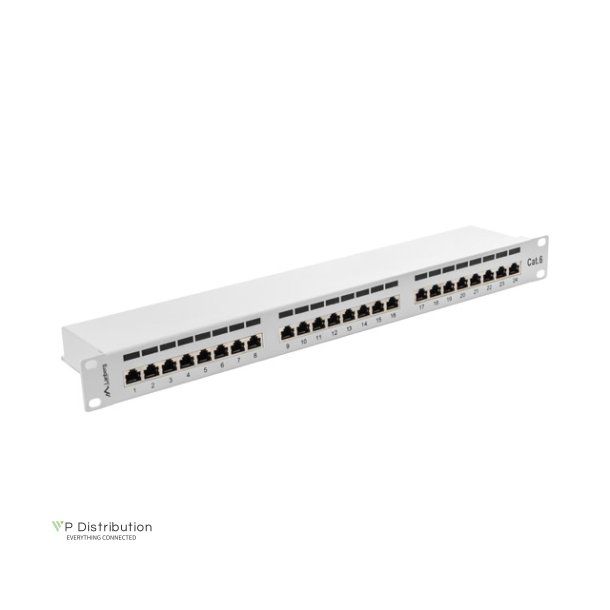 PATCH PANEL 24 PORT 1U 19" CAT.6 FTP WITH CABLE ORGANIZER SHIELDED GREY LANBERG