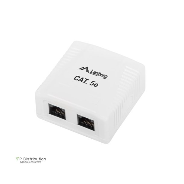 SURFACE-MOUNT BOX CAT.5E UTP UNSHIELDED 2X RJ45 WHITE LANBERG