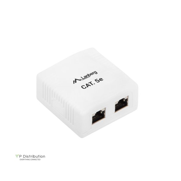 SURFACE-MOUNT BOX CAT.5E FTP SHIELDED 2X RJ45 WHITE LANBERG