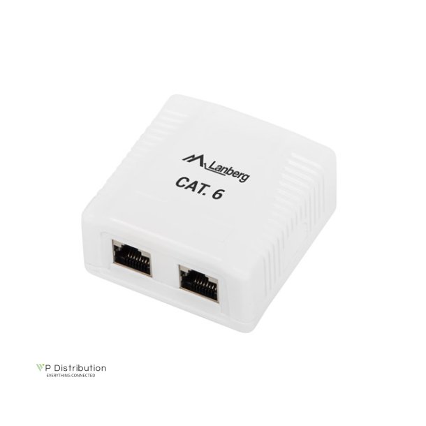 SURFACE-MOUNT BOX CAT.6 FTP SHIELDED 2X RJ45 WHITE LANBERG