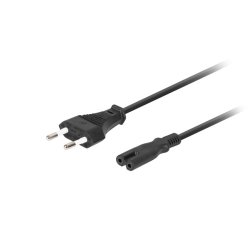 CEE 7/16->IEC 320 C7 EURO (RADIO) POWER CORD 1.8M VDE BLACK LANBERG