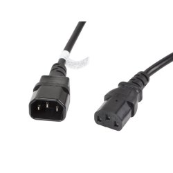 IEC 320 C13->C14 CABLE 3M VDE BLACK LANBERG