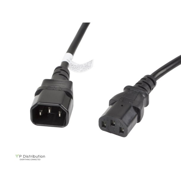 IEC 320 C13->C14 CABLE 3M VDE BLACK LANBERG