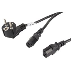 CEE 7/7->2X IEC 320 C13 POWER CORD 2M VDE BLACK LANBERG