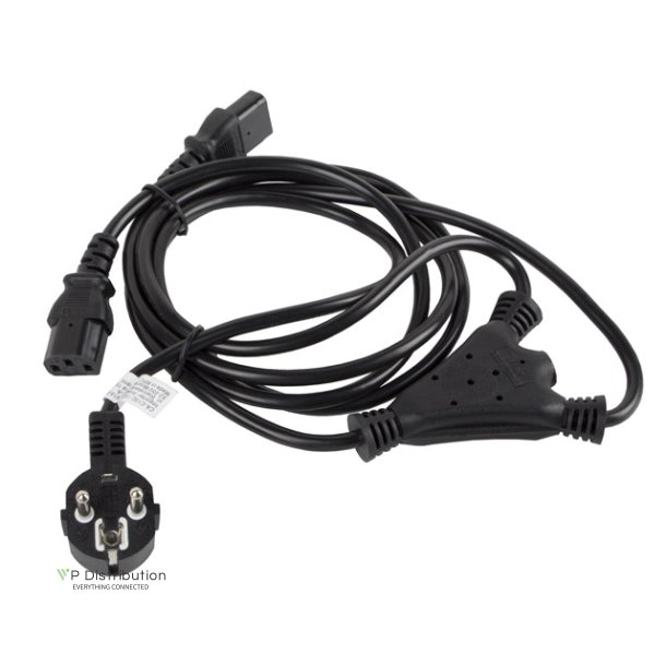 CEE 7/7->2X IEC 320 C13 POWER CORD 2M VDE BLACK LANBERG