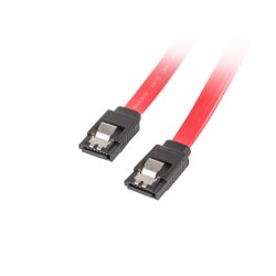 SATA DATA III (6GB/S) F/F CABLE 50CM METAL CLIPS RED LANBERG