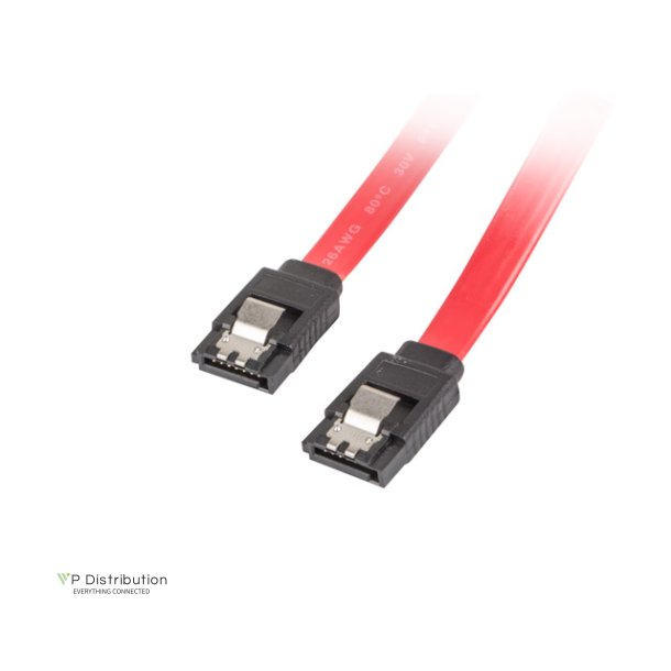 SATA DATA III (6GB/S) F/F CABLE 50CM METAL CLIPS RED LANBERG