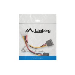 MOLEX(M)->2X SATA(F) CABLE 15CM LANBERG