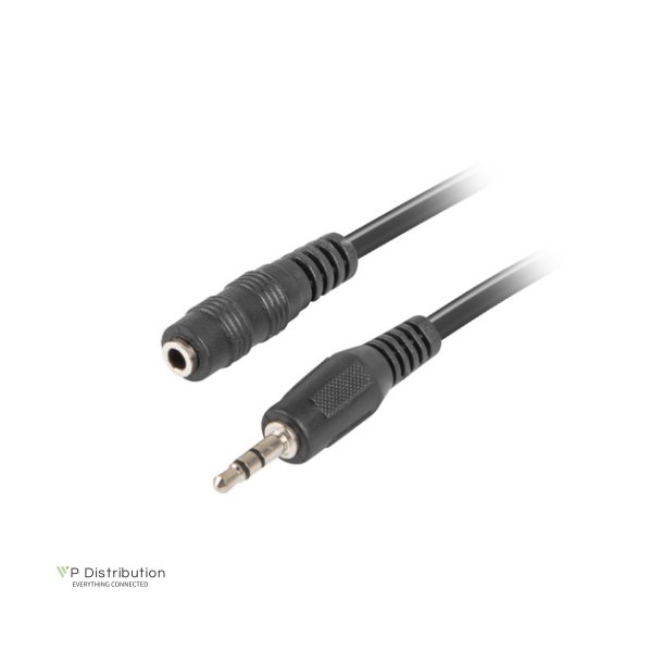 MINIJACK 3.5MM M/F 3 PIN CABLE 3M BLACK LANBERG