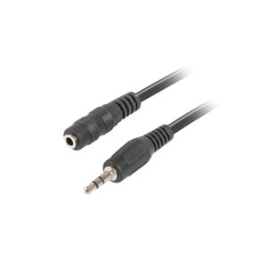 MINIJACK 3.5MM M/F 3 PIN CABLE 5M BLACK LANBERG
