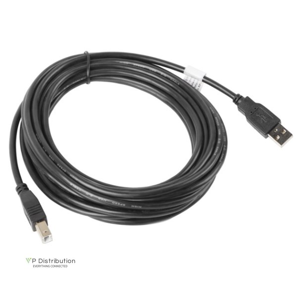 USB-A(M)->USB-B(M) 2.0 CABLE 5M BLACK LANBERG