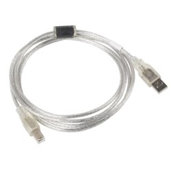 USB-A(M)->USB-B(M) 2.0 CABLE 1.8M TRANSPARENT FERRITE LANBERG