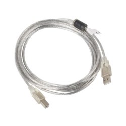 USB-A(M)->USB-B(M) 2.0 CABLE 3M TRANSPARENT FERRITE LANBERG