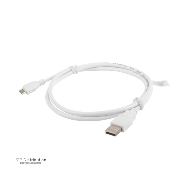 USB MICRO(M)->USB-A(M) 2.0 CABLE 1M WHITE LANBERG