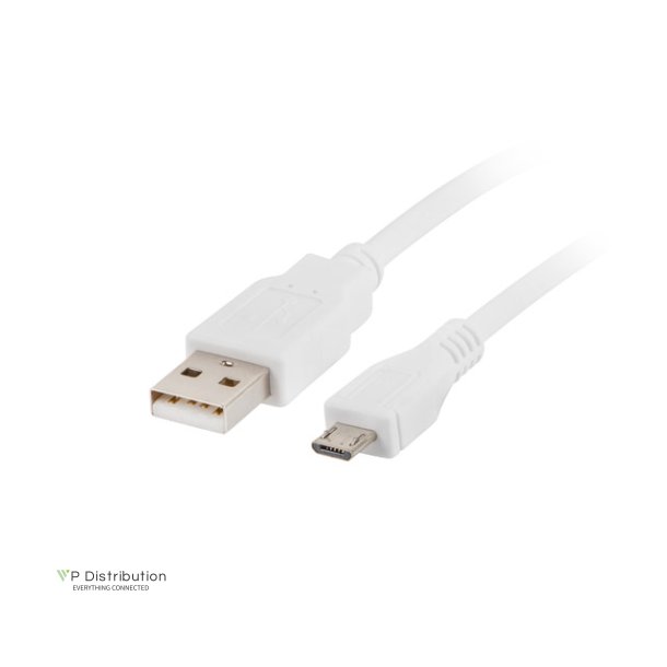 USB MICRO(M)->USB-A(M) 2.0 CABLE 1.8M WHITE LANBERG
