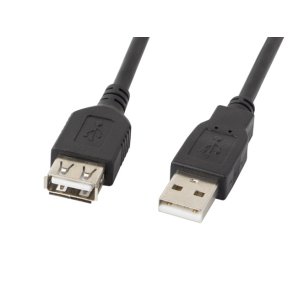 USB-A M/F 2.0 CABLE 3M BLACK LANBERG