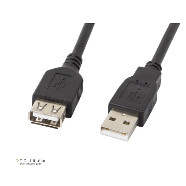 USB-A M/F 2.0 CABLE 3M BLACK LANBERG