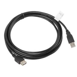 USB-A M/F 2.0 CABLE 3M BLACK LANBERG