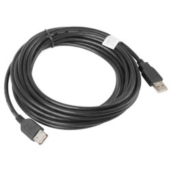 USB-A M/F 2.0 CABLE 5M BLACK LANBERG