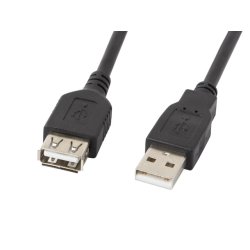 USB-A M/F 2.0 CABLE 0.7M BLACK LANBERG