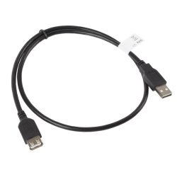 USB-A M/F 2.0 CABLE 0.7M BLACK LANBERG