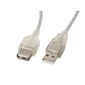USB-A M/F 2.0 CABLE 1.8M TRANSPARENT FERRITE LANBERG