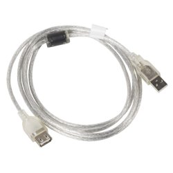 USB-A M/F 2.0 CABLE 1.8M TRANSPARENT FERRITE LANBERG