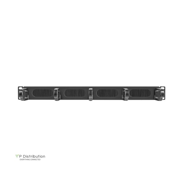 19" CABLE MANAGEMENT BRUSH PANEL 5 RINGS TYPE B 1U BLACK LANBERG